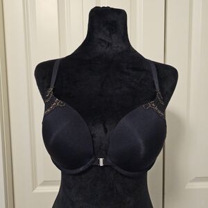 La Senza  Black Bra with Gold Lace Front Closure Racerback SZ 36C
